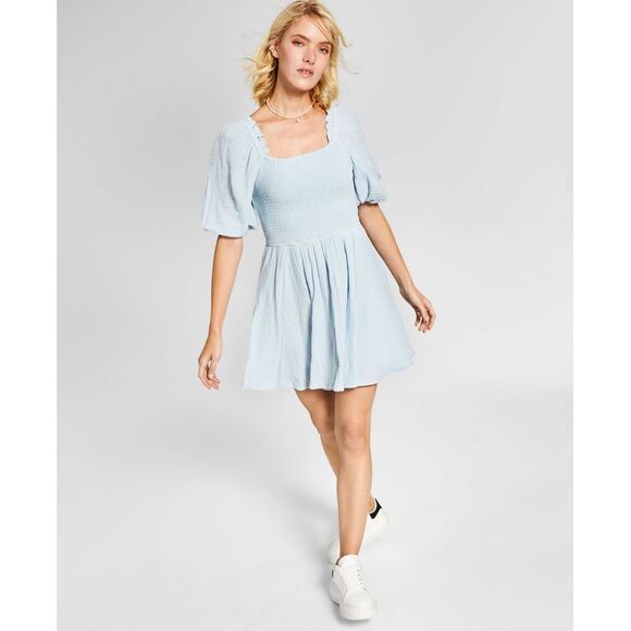 Now This Womens Cotton Smocked Mini Dress - Picture 1 of 4